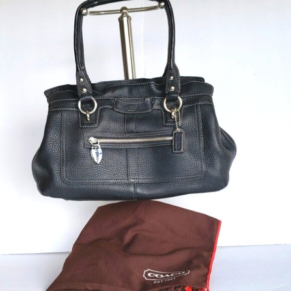 COACH Penelope Ruffled Black Pebbled Leather Satchel #13164 - Picture 14 of 14